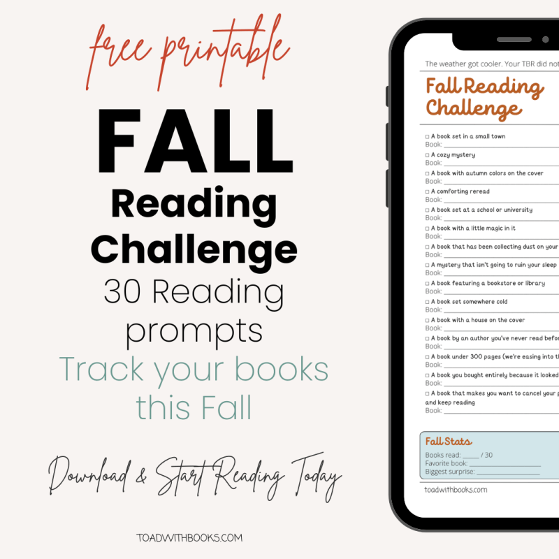 Cozy Fall Reading Challenge: 30 Prompts for Book Lovers (Free&nbsp;Printable)
